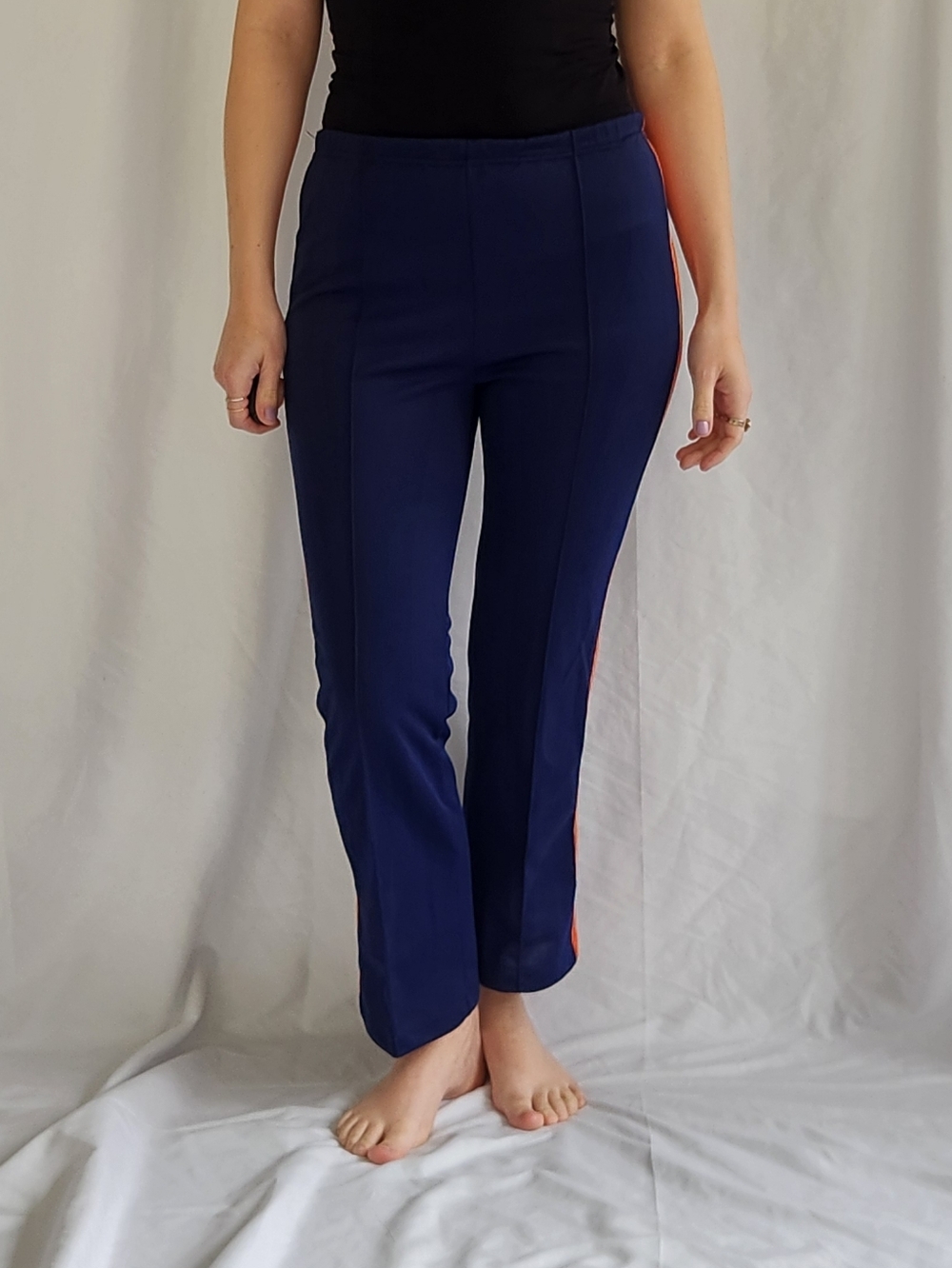 70s/80s Polyester Navy Blue and Orange Pants